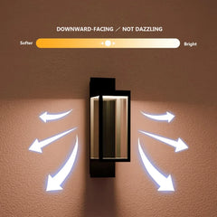 Outdoor wall light, LED wall hanging light waterproof exterior light, transparent glass shade, aluminum matte black light, porch