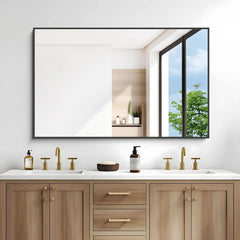 Bathroom Mirror for Wall, 55x36 Inch Rectangle Mirrors with Metal Frame, Modern Vanity Wall Mirror Decor for Entryway Hangs,