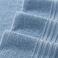 6 Piece Set, 2 Bath Towels, 2 Hand Towels, 2 Washcloths Yarn Dyed Jacquard/Solid Towel Set Ophelia Blue