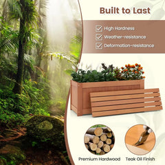Outdoor Bench  Wood Raised Garden Bed with Open Base, Weather-Resistant Deep Planter Boxes for Flowers Fruit Vegetable