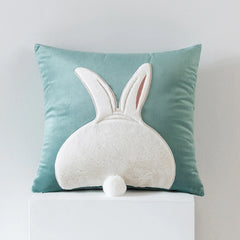 2Pcs Easter Rabbits Throw Pillow Cover 45x45cm Bunny Soft Cushion Case Plush Rabbit Embroidered Pillowcase for Sofa Home Decorat