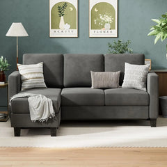 Convertible L-Shaped Sectional Sofa with Ottoman – Compact 3-Seater for Small Apartments