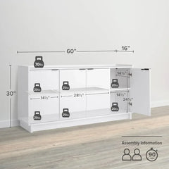 Sideboard Storage Cabinet Cabinets for Living Room Furniture for Kitchen Simply Modern 4 Console Table White Doors and Shelves