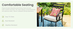 7 Pcs Patio Dining Sets, Outdoor Table Chair Set for 6 with Swivel Chairs and Steel Round Table, Outdoor Dining Furniture