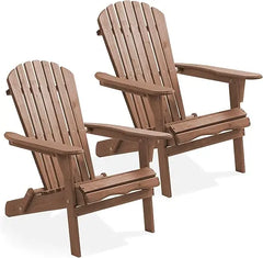 Folding Adirondack Chair, Set of 2 Cedar Wood Outdoor Fire Pit Lounge Chairs for Patio, Deck, Yard, Lawn and Garden Seating, Pa