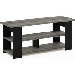 Jaya TV Stand – French Oak Gray/Black, 50-Inch Panel with Open Storage