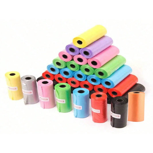 10pcs Disposable Colorful Pet Waste Bags For Dogs And Cats Outdoor Cleaning, Portable And Convenient. 15 Bags/roll, Pet Supplies