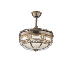 Tiffany 42" Ceiling Fan Light Retro Chandelier Remote Control Retractable Blades