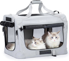 Cat Carrier for 2 Cats, Collapsible Soft Sided Pet XL Crate for Large Mudium Car Travel Portable Bag for Long Trips Ride