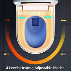 Smart Toilet with Built-In Bidet,Heated Seat,Warm Water and Dry, Foot Sensor and Night Light,Auto Flush,Wireless Remote Control