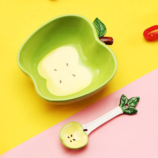Creative Apple Shaped Ceramic Dessert Salad Bowl Cute Cartoon Soup Bowls Household Instant Noodles Bowl Rice Bowl Tableware