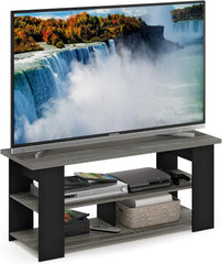 Jaya TV Stand – French Oak Gray/Black, 50-Inch Panel with Open Storage