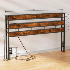 King Size Headboard, Height Adjustable Headboards with 2 Outlets and 2 USB Ports, Sturdy Stable Bed Head Board Upgraded Storage