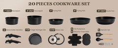 20 Pcs Pots and Pans Set Non Stick Detachable Cookware Sets Nonstick Non Toxic Induction RV Kitchen Cooking Set Dishwasher/Oven