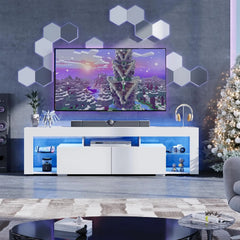 LED Entertainment Center for 60 to 70 Inch TV, Modern TV Console with 2 Drawers, TV Stands for Living Room