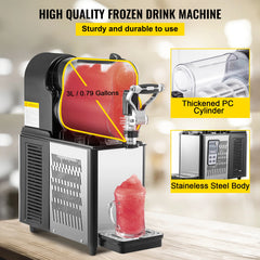 SucceBuy 3/6L 1/2 Jar Commercial Slushie Machine Slush Maker Frozen Drink Dispenser Juice Smoothie Granita Vending Machine