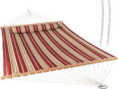 Double Quilted Fabric Hammock with Universal Steel Stand - 450-Pound Capacity - Black Stand