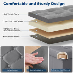 30 Inches Folding Storage Ottoman Bench Ottoman With Storage FootStool For Bedroom Living Room Holds Up To 570 Lb