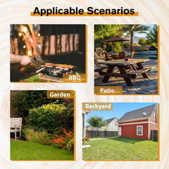 6 Person Outdoor Picnic Table, Round Picnic Table with 3 Built-in Benches, Umbrella Hole,Outside Wood Picnic Table and Bench Set