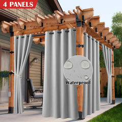 2/4PCS Waterproof Outdoor Curtains, UV Protection, Thermal Insulation, Sun Blocking, Grommet Top for Porch, Pergola, Cabana