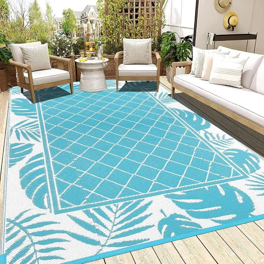 Outdoor Rug Carpet for Patio 6' x9' Waterproof Reversible Plastic Straw Rug Portable Outside Area Rug Camping Mat for Patio