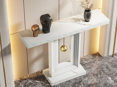 Modern Console Table, Narrow Sofa Entryway Table with Pendulum Shape Base, Contemporary Wood Accent Table