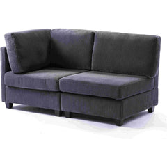 L-Shaped Convertible Modular Sectional Sofa with Movable Ottoman, Corduroy Upholstered Corner Couch