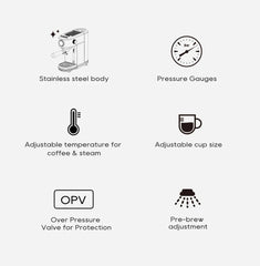 HiBREW 20Bar Semi Automatic Espresso Coffee Machine Temperature Adjustable Cold/Hot Super Slim Coffee Maker Cappuccino H10B