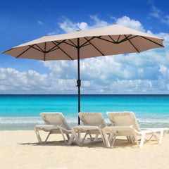 13Ft Large Patio Umbrella With Base Outdoor Double-Sided Market Extra Large Table Umbrella Outdoor Patio Easy Crank for Yard