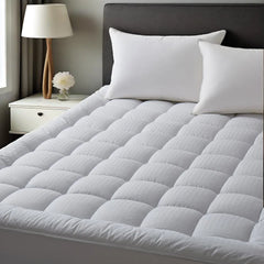 Washable Mattress Pad Quilted Fitted Mattress Protector Cotton Top Stretches up 8-21" Deep Pocket Cooling Mattress Topper Cover