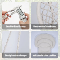 Hammock Chair Macrame Swing Max 330 Lbs Hanging Cotton Rope Hammock Swing Chair For Indoor And Outdoor With Cushion