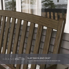 patio Farmhouse Outdoor Bench, Garden Benches with Anti-Rust Aluminum Powder Coated Frame, Faux Wood Grain Finish Frame