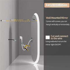 LUVODI Waterproof Illuminate Bathroom Light Vanity Mirror Frameless Touch Screen Backlit Demist Wash Basin Mirror