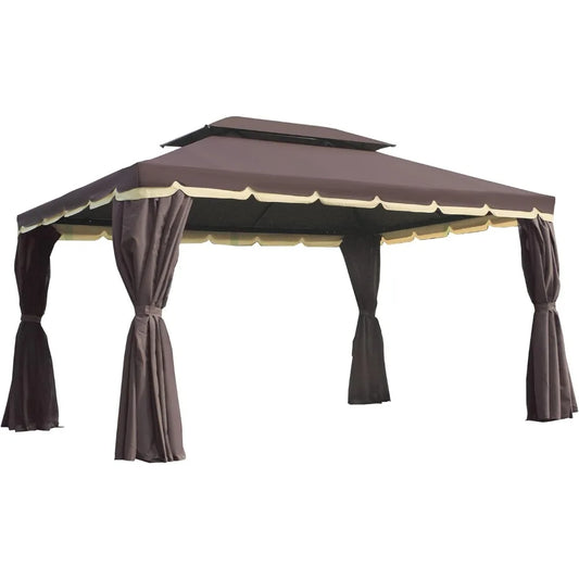 10 'x 13' terrace pavilion, outdoor pavilion sunshade with mesh and curtains, suitable for gardens