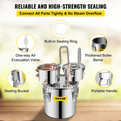 SucceBuy 3Gal 5Gal 9.6Gal Moonshine Still Alcohol Apparatus DomesticWater Distiller BeerDispenser Making Machine for Wine Brandy