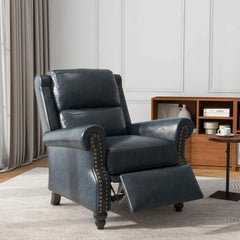 Pushback Recliner Chairs, Faux Leather Armchair Push Back Accent Chair, Rivet Trim Club Chair Home Theater Overstuffed