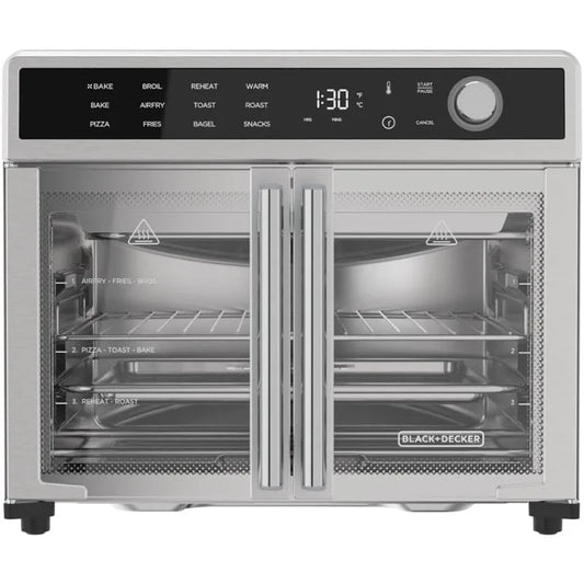 BLACK+DECKER Crisp 'N Bake Air Fryer Toaster Oven Combo, 12 in 1 Countertop Convection Oven Cooks Food Fast, Fits a Whole Pizza