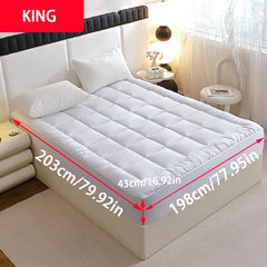 1 Pc Twin Full Queen King 350gsm White Quilted Thin Mattress Pad With 43cm Bed Skirt Protector Cover