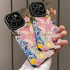 Fashion Leopard-pattern Phone Case for Fall, Anti-drop Protector Cover Compatible for IPhone 16 Pro Max 15 Pro 14Plus 13 12 11