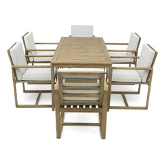 Patio Dining Set Outdoor Dining Table and Chair Set with and Removable Cushions for Patio Backyard Garden Light Teak