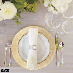 100 PCS Charger Plates Set, 13in Round Dinner Plate, Plastic Decorative Service Plate Wedding Decor Table Place