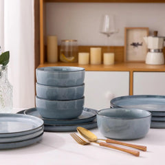 Dinnerware Sets for 4,Round Reactive Glaze Ceramic Plates and Bowls Set,Highly Chip and Crack Resistant | Dishwasher Dishes