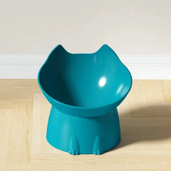 1pc WhiskerWare Elevated Cat Bowl, Anti-Tip Plastic Raised Pet Feeding Dish with Tilted Edge, Neck Protection Kitty Food Dog