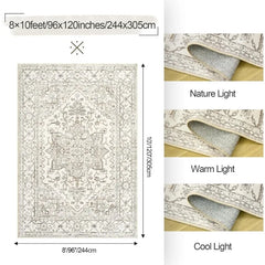 8x10 Area Rugs for Living Room, Stain Resistant Neutral Washable Rugs for Dining Room, Vintage Non-Slip Thin Large