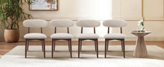 Wooden Dining Chairs Set of 6 Modern Fabric Upholstered Dining Room Chair Farmhouse Kitchen Side Chairs with Foot Pegs