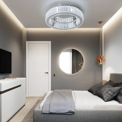 Modern Big Crystal Ceiling Lamp LED Light Circle Chandelier Lustre Indoor Bedroom RC Dimmable Fixtures Living Room Hotel Decor