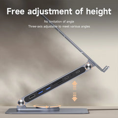 New Adjustable Aluminum Laptop Stand for Desk with USB C Dock Ergonomic Laptop Riser USB C Hub For Macbook Windows Notebook