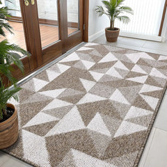 Large Door Mat Indoor Entrance Washable 59x35, Odor-Free Low-Profile Front Back Geometric Doormat, Absorbent Resist