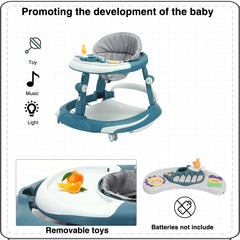 UBRAVOO Foldable Baby Walker with O-shaped legs & multi-function Rollover prevention, 6-18 Months, Adjustable Height, Music Toy