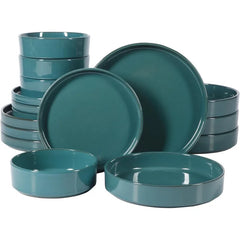 Oprah's Favorite Things - Santorini Mist Double Bowl Terracotta Reactive Glaze Plates and Bowls Dinnerware Set - Amber